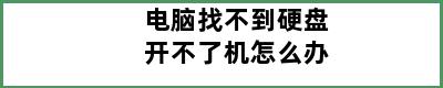 电脑找不到硬盘开不了机怎么办