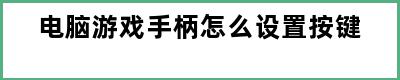 电脑游戏手柄怎么设置按键