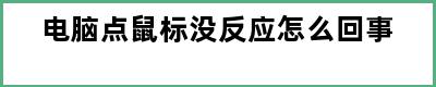 电脑点鼠标没反应怎么回事