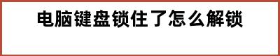 电脑键盘锁住了怎么解锁