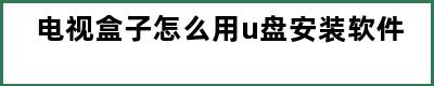 电视盒子怎么用u盘安装软件