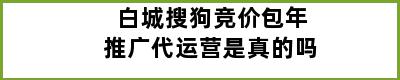 白城搜狗竞价包年推广代运营是真的吗