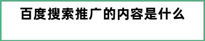 百度搜索推广的内容是什么