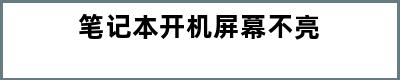 笔记本开机屏幕不亮