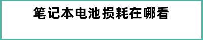 笔记本电池损耗在哪看