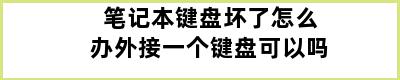 笔记本键盘坏了怎么办外接一个键盘可以吗