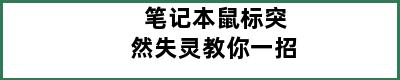 笔记本鼠标突然失灵教你一招