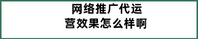 网络推广代运营效果怎么样啊