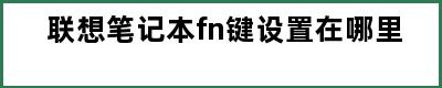 联想笔记本fn键设置在哪里