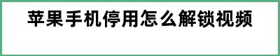 苹果手机停用怎么解锁视频