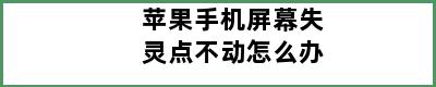 苹果手机屏幕失灵点不动怎么办