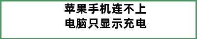 苹果手机连不上电脑只显示充电