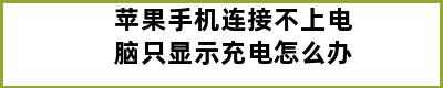 苹果手机连接不上电脑只显示充电怎么办