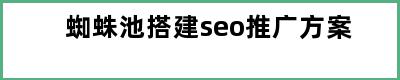 蜘蛛池搭建seo推广方案