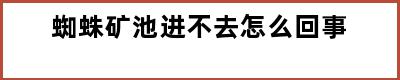 蜘蛛矿池进不去怎么回事