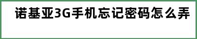 诺基亚3G手机忘记密码怎么弄