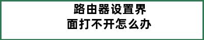 路由器设置界面打不开怎么办