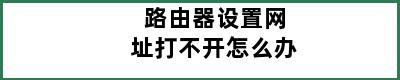 路由器设置网址打不开怎么办