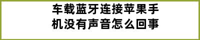 车载蓝牙连接苹果手机没有声音怎么回事