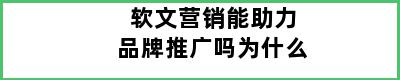 软文营销能助力品牌推广吗为什么