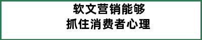 软文营销能够抓住消费者心理