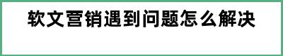 软文营销遇到问题怎么解决