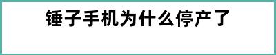 锤子手机为什么停产了