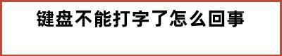 键盘不能打字了怎么回事