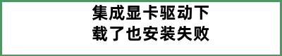 集成显卡驱动下载了也安装失败