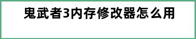 鬼武者3内存修改器怎么用